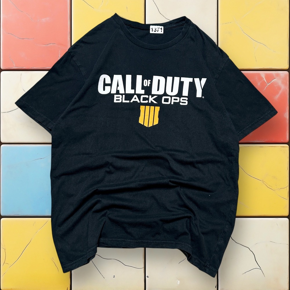 Vintage Call of Duty Black Ops 4 Promo T-Shirt Y2K Mens L Black Gaming Logo Tee